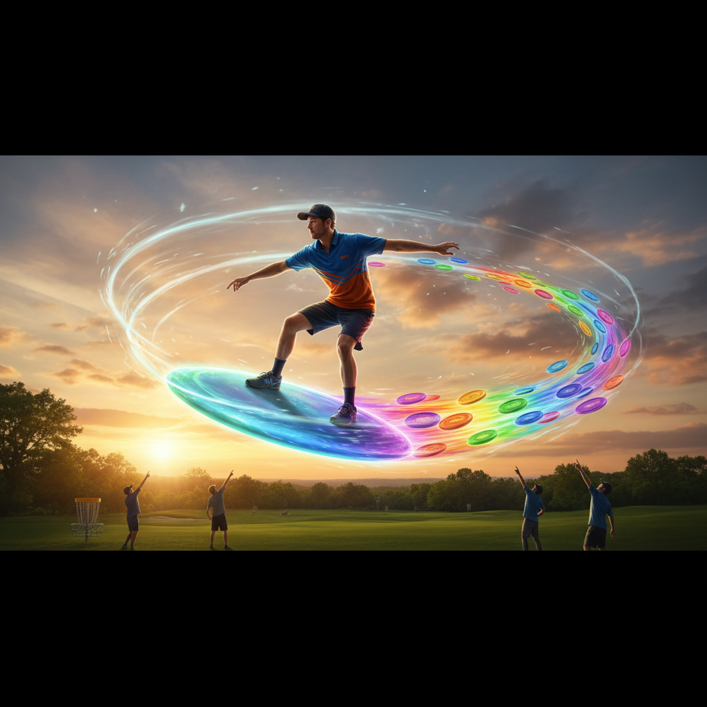 Disc golf player in action