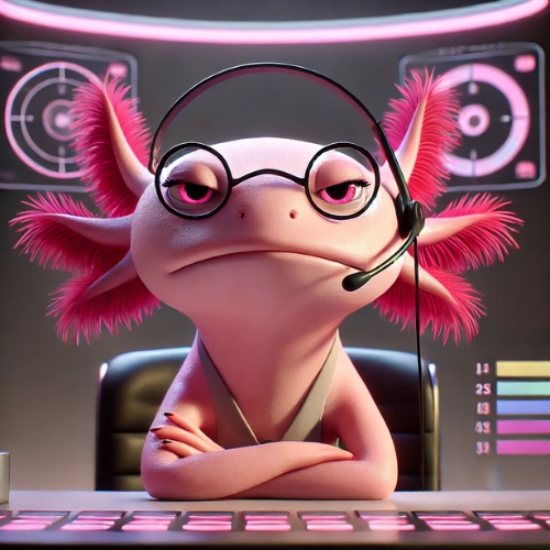 Flippy - A pink axolotl trapped in the scoring system