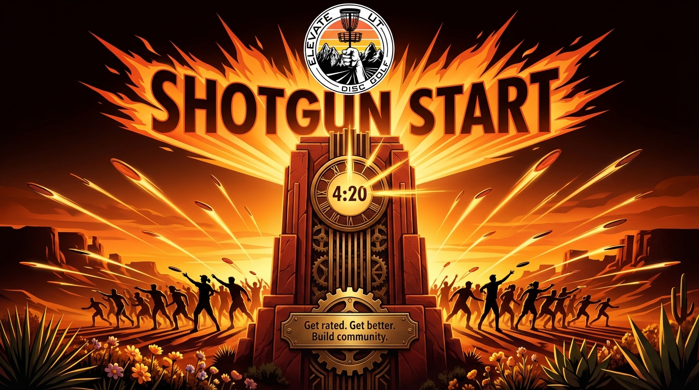 Shotgun start - all players launching simultaneously at golden hour